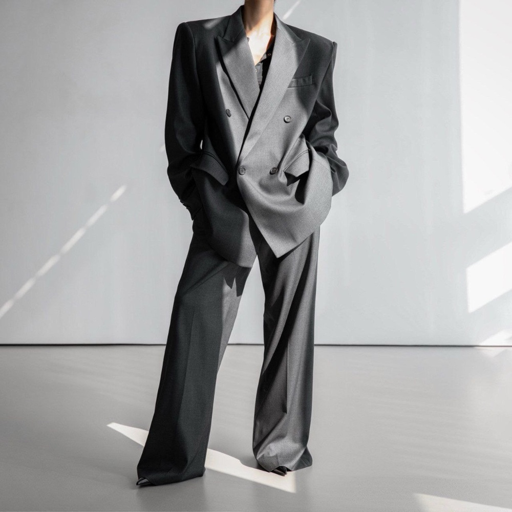 The Frankie shop Oversized Double Breasted Gray Blazer